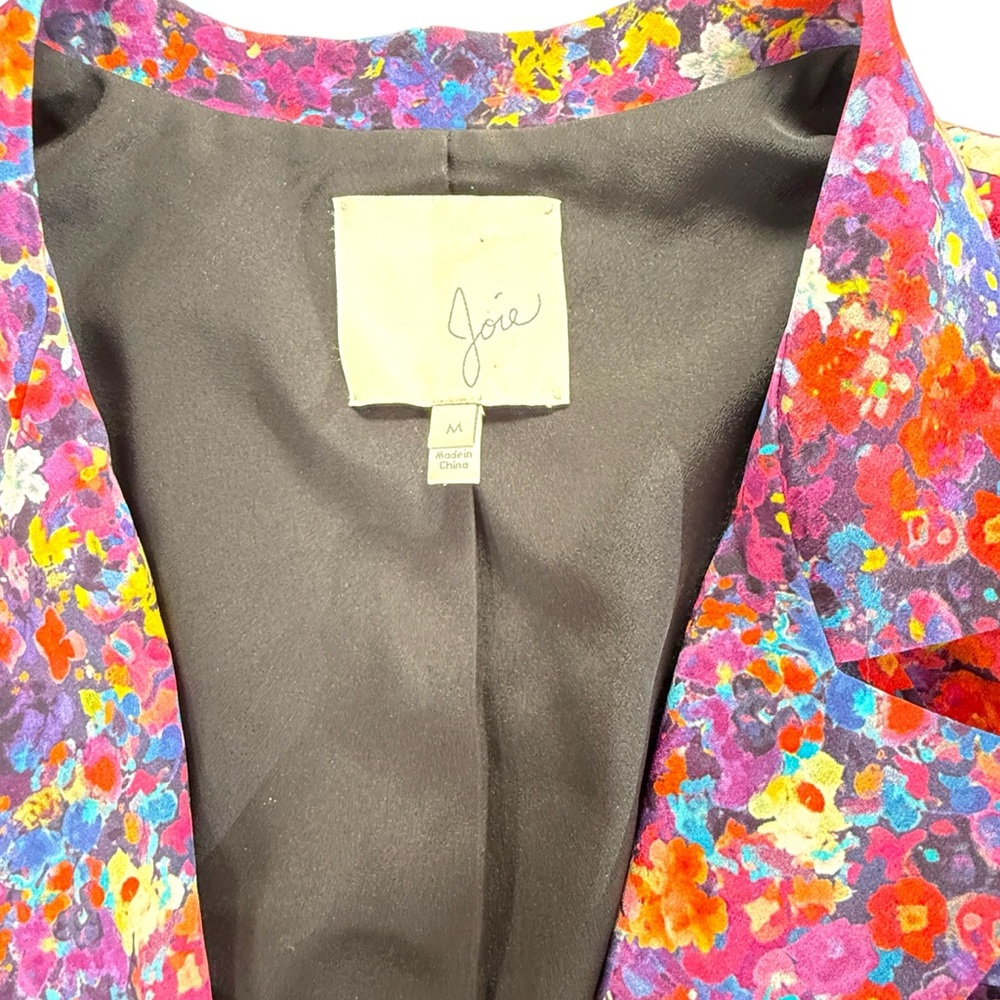 Joie Barberry B blazer jacket floral‎ silk sapphire Medium - Picture 3 of 8